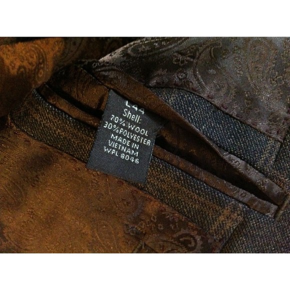 TASSO ELBA MENS NEW BROWN 70%WOOL 30%POLYESTER SPORT COAT JACKET BLAZER  SZ:44L - Picture 5 of 5